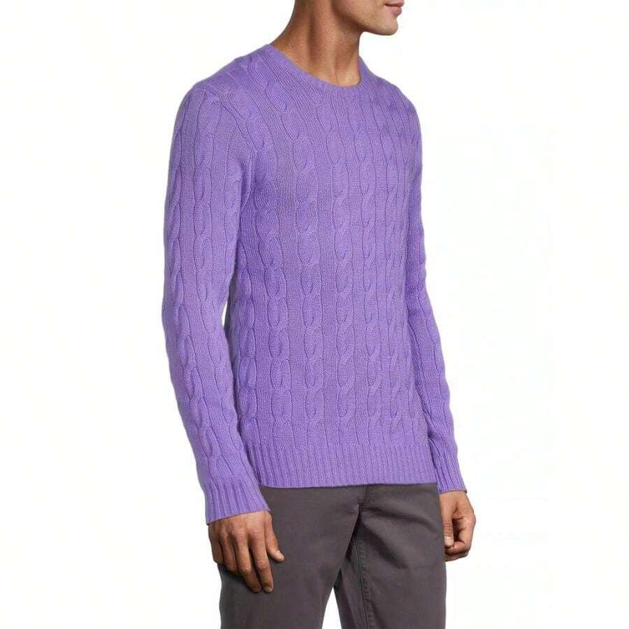 Ralph Lauren Cableknit Cashmere Sweater | | Men Sports Sweaters - Lavender - View 1