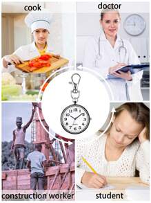 1个/件装石英怀表钥匙扣，夹式怀表，开口表带，阿拉伯数字表盘，钥匙扣，汽车钥匙扣，钥匙圈，钥匙扣配件，配套钥匙扣，便携式男女通用电子表，适合学生、包包挂饰、汽车配件、教师、朋友、姐妹等作为礼物。 - 彩色 - 查看 10