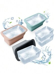 1 pieza Molde de silicona plegable extra grande para hielo, capacidad de 3L, apto para remojar en frío o enfriar, molde de hielo reutilizable, aplicable para bañeras de hielo, molde de hielo extra grande