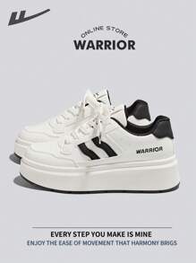 女式板鞋春夏轻便舒适透气朴素风格休闲时尚运动鞋全年适用耐磨全天穿着训练运动鞋跑步鞋小白鞋 - 米/黑 - 查看 1