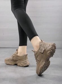 2025 女士时尚厚底休闲运动鞋，时尚运动厚底跑步运动鞋 - 棕色 - 查看 5