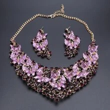 1 Set Luxus Kristall Schmetterling Halskette & Ohrringe Schmuckset, geeignet für Frauen Hochzeiten, Galas, Partys, Jahrestage, Valentinstag, Geburtstags Geschenke