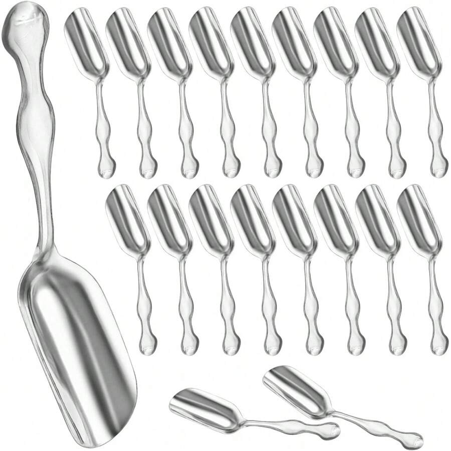 20Pcs Mini Scoops For Dry Goods - Canister Kitchen Scoop For Tea, Coffee, Ice Scooper For Ice Maker - Scoops For Flour And Sugar Scoop For Canister Metal Scooper - Silver - View 1