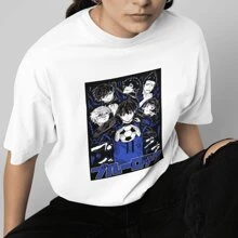 Blue Lock Anime Printed T-Shirt, Anime Printed T-Shirt - BELLA MODA - White - View 4