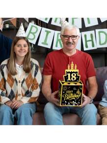 1 Set Happy Birthday Money Gift Box, Surprise Party Cash Box, Suitable For All Ages Party Decor, Funny Money Pull Out Box Set - Multicolor - View 6