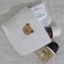 حقيبة وضع الحفاضات والزجاجات للأطفال والماكياج الخاصة بالأمهات، مزينة بطباعة كرتونية للحيوانات وسحّاب، منظم للسفر، قطعة واحدة