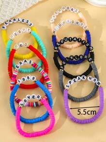 11pcs/Set Bohemian Style Polymer Clay Paved Letter SWIFTIE Bracelet Set For Summer Gift