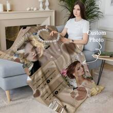1pc Customized Personalized Blanket With Your Own Photo Or Design, Ideal For Self-Use Or Gifting To Friends. Suitable For Sofa, Bed, Travel, Soft & Skin-Friendly. Can Be Customized With Favorite Idol, Star, Album, Or "Number One Girl" Designs. - Multicolor - View 7