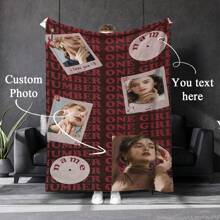 1pc Customized Personalized Blanket With Your Own Photo Or Design, Ideal For Self-Use Or Gifting To Friends. Suitable For Sofa, Bed, Travel, Soft & Skin-Friendly. Can Be Customized With Favorite Idol, Star, Album, Or "Number One Girl" Designs. - Multicolor - View 15