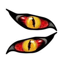 2 pegatinas de ojos malignos de vinilo rojo para cascos de coche o motocicleta, pegatinas para decoración del parabrisas de 12/20cm de largo