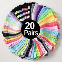 20 Pairs Of Candy Color Socks, Casual Breathable Low Top Socks, Women's Stockings And Stockings - 彩色 - 查看 4