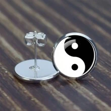 1 Pair Yin Yang Pattern Earrings Chinese Style Taichi Symbol Glass Stud Earrings Jewelry Gift - style - View 1