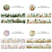 1 Roll Of 4CM Wide * 2M Long Two Styles Of Stickers Forest Animal Flower Garden Fence Mushroom Handbook Tape Stickers Aesthetic Stickers For Scrapbook Journaling Water Bottles Laptop, Scrapbooking Supplies Kit, Waterproof Vinyl Bullet Junk Journal Stickers For Adults Back To School