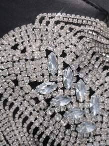 1pc Silver Stylish Tassel Shoulder Chain, Luxury Shiny Rhinestone Accessory, Fashionable For Club/Nightout