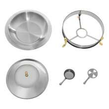 Juego de platos redondos para frotar, 3 l, 28 cm, recipiente calentador, calentador de alimentos, recipiente calentador para buffet, recipiente calentador para catering, buffet y fiesta - Dorado - Ver 4