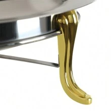 Juego de platos redondos para frotar, 3 l, 28 cm, recipiente calentador, calentador de alimentos, recipiente calentador para buffet, recipiente calentador para catering, buffet y fiesta - Dorado - Ver 5