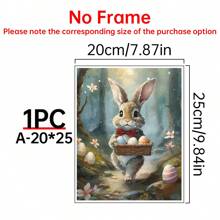 1PC Cute Rabbit Decor, Hiking Easter Bunny Poster, Forest Canvas Wall Art, Easter Bunny Decor, Easter Day Wall Art- Home Decor -Living Room, Bed Room, Hallway Decoration Gifts Birthday Graduation