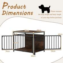 Furniture Style Dog Crate Chew-Resistant Dog Cage With Three Doors-Coffee - Chocolate Brown - View 2