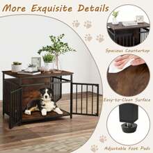 Furniture Style Dog Crate Chew-Resistant Dog Cage With Three Doors-Coffee - Chocolate Brown - View 7