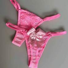 Kit 3 Sexy Thongs Bow Tulle Lace G-String