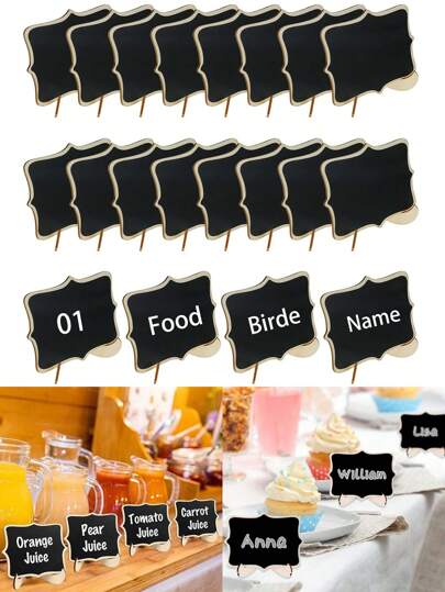 10 块迷你黑板，带支架的黑板，留言板标志，小型木制黑板，适用于婚礼、生日派对、桌号、食品标志和特殊活动装饰、芝士蛋糕标签、复活节装饰、母亲节、夏季装饰