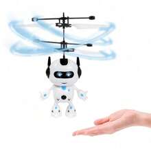 Rc Flying Robot Toys For 5 6 7 8-12 Years Old Boys Girls, Helicopter Built-In LED Mini Drone Flying Toy For Kids & Adults Indoor Outdoor Games Birthday Gift - 白色 - 查看 3