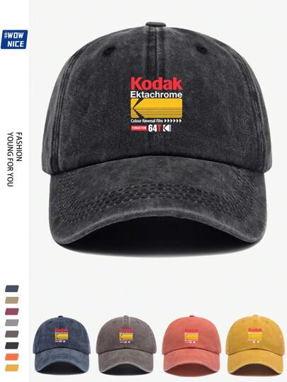 1pc Vintage Korean Style BLACK Film Print Adjustable Casual Baseball Cap, Unisex Retro Trucker Hat, Soft Peak, All Season, Suitable For Leisure, Hiking, Photography, Birthdays, Parties, Holiday & Valentine's Day Gifts