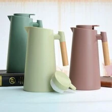 1000ML/33.8oz 真空隔热热水瓶，带按钮一键式分配器，北欧风格热水瓶，塑料外壳和玻璃内胆，咖啡壶，重返校园 - 黑色 - 查看 3