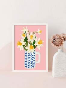 1pc Vibrant Spring Daffodil Canvas Print - Frameless Polyester Wall Art For Modern Kitchen, Bedroom Decor - Perfect Christmas Gift, Perfect For Room Decor - Multicolor - View 1