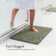 BELADOR Bathroom Rugs Sets 2 Piece- Plush Bath Mat Set Quick-Dry Soft Chenille Mat With Rubber Backing, Absorbent Rug Set, Washable Bath Rugs - Bath Mats 24x17 + 30x20 - 02 Tea Green - View 2