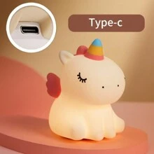 1pc Cute Dinosaur, Unicorn, Peculiar Bird LED Lamp, Soft Skin-Friendly, Silicone Material, TYPE-C Charging, 3-Level Dimming, Suitable For Bedroom, Nursery, Home Decor, Desk Decor, Lovely Gift For Friends, Boys, Girls, Infants