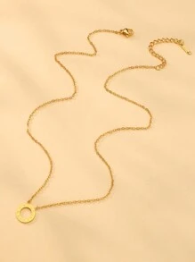 1 件罗马数字吊坠项链新款时尚空心圆形不锈钢项链链首饰女士 - 金色 - 查看 4