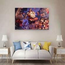 Framed Arcane Anime Poster Poster Jinx And Vi Poster Canvas Prints Battle Of The Two Cities Wall Art For Home Office Living Room Decorations