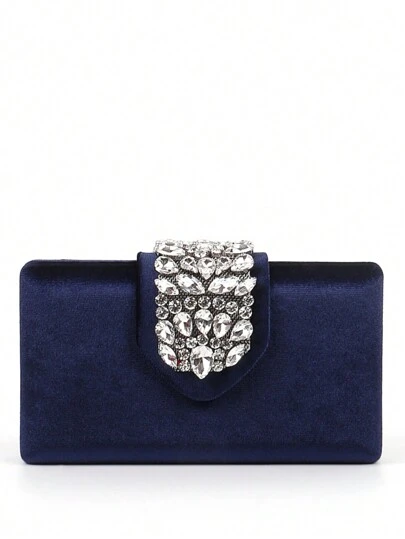 勃艮第酒红色 Ancora 新款秋冬高端亮面丝绒手拿包，饰以闪耀钻石搭扣，优雅精致，适合宴会、派对或婚礼等场合，可手提或单肩背，小巧便携，是派对、婚礼、舞会、晚宴的完美之选，也是馈赠女士的理想礼物。