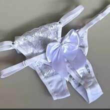 Kit 3 Sexy Thongs Bow Tulle Lace G-String