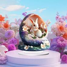 1 PC Easter Valentine's Day 2D Rabbit And Eggs Acrylic Desktop Ornament, Suitable For Home Decoration, Room Decoration, Office, Restaurant, Cafe And Other Scenes As Desktop Art Decoration, Suitable For Holiday Gifts For Family And Friends