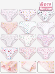 6 Pcs Random Underwear For Girls 8-10Y Lovely Design Soft Cozy Tween Girl Briefs