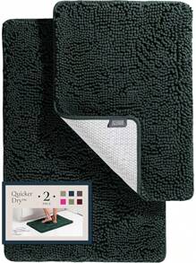 BELADOR Bathroom Rugs Sets 2 Piece- Plush Bath Mat Set Quick-Dry Soft Chenille Mat With Rubber Backing, Absorbent Rug Set, Washable Bath Rugs - Bath Mats 24x17 + 30x20 - Hunter Green - View 1