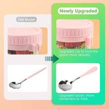 Tarro de Avena de Vidrio de 16 oz, Tarro Sellado de Gran Capacidad, Juego de 6 Contenedores de Avena Nocturna con Tapas y Cucharas, para Almacenar Leche, Cereales, Frutas - mezclado - Ver 7