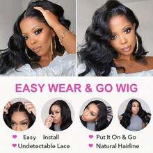 250 Density BoB Wigs Human Hair Pre Plucked Bye Bye Knots Wigs 13*4 HD Lace Frontal Wigs Human Hair Body Wave Bob Wig For Women 3 Seconds To Wear For Beginners - Natural Black - 查看 10