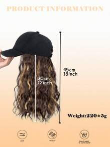 棒球帽假发带短卷发水波假发接发合成纤维卷发波浪假发帽可调节女士混合棕色金发假发