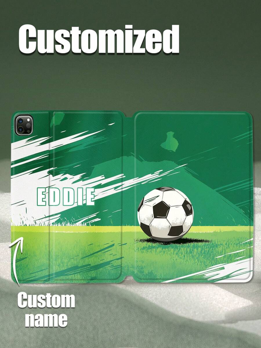 1pc Customized Football Shock-Proof White Tablet Protective Case Compatible With IPad Air 11-In.(M2)-2024/IPad Air 13-In.(M2)-2024/IPad Pro11-In.(M4)-2024/IPad Pro13-In.(M4)-2024/IPad Pro 12.9 (2017)/Apple IPad Air 13 (2025) And Other Models, Great Daily Gift For Friends