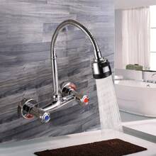 WUPYI Kitchen Faucet Swivelling Spout Wall Mounted Mixer Faucet Kitchen Water Faucet - Silver - View 1