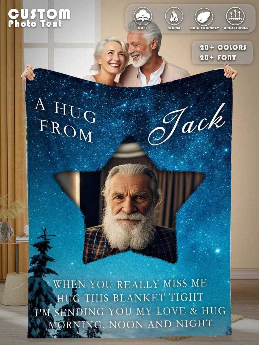 1 pieza Manta de franela personalizada con fotografía para cama, manta memorial personalizada - Regalo personalizado de luto por la pérdida de un ser querido, regalo de condolencias por la pérdida de papá, mamá, abuela, abuelo, esposo - Regalo de duelo, manta memorial personalizada, múltiples usos para sala de estar, sofá, exterior, playa, campamento