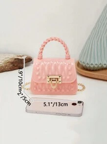 Fashionable PVC Silicone Rivet Texture Jelly Crossbody Bag - Pink - View 6