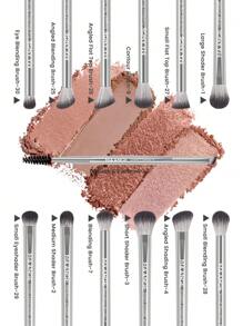 MAANGE 13件套专业软毛长铝管化妆刷套装，包括睫毛刷、眼影刷、眉刷、晕染刷、唇刷、高光刷、遮瑕刷，适用于粉状、液体、膏状化妆品，是日常使用和旅行的理想之选，也是送给朋友的完美化妆配件礼品套装。