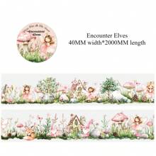 1 Roll Of 4CM Wide * 2M Long Two Styles Of Stickers Forest Animal Flower Garden Fence Mushroom Handbook Tape Stickers Aesthetic Stickers For Scrapbook Journaling Water Bottles Laptop, Scrapbooking Supplies Kit, Waterproof Vinyl Bullet Junk Journal Stickers For Adults Back To School