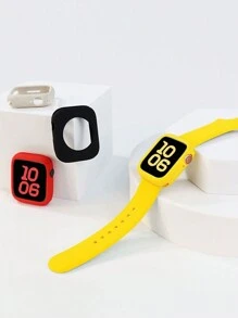 1 Stück schwarze unisex Lässig Mode weiche Silikon Uhrengehäuse Abdeckung, Anti-Sturz Schutzhülle kompatibel mit Apple Watch Series Ultra/SE/1-10, 38/40/41/42/44/45/46/49 mm Smart Watch Zubehör