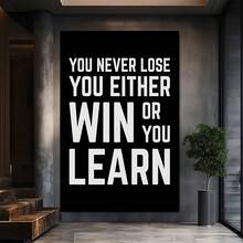 You Never Lose You Win Or Learn. Large Wooden Framed Wall Art Home Decor Canvas Painting- For Bedroom, Bathroom, Living Room, Office, Kitchen, Holiday Gift- 1pc