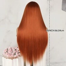 Blonde Highlights Long Straight Hair Synthetic Lace Front Wig Glueless Colored Skunk Stripe Ginger Orange Mixed Color 13x4 Free Part Lace Front Replacement Wigs For Women Girls Party Daily Wear Pre Plucked With Baby Hair Natural Hairline 26 Inches 180% Density - 拼色 - 查看 6